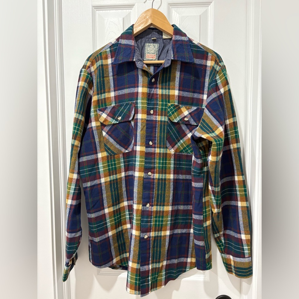 Vintage 80s 90s Plaid Flannel Shirt with Pockets Large *CLEAN OUT SALE
